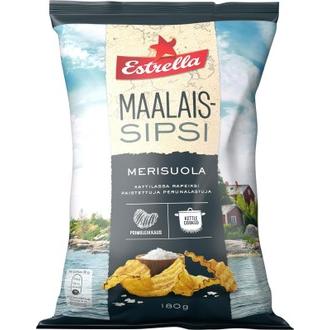 Estrella Maalaissipsi Merisuola 180g kalorit ja ravintosisältö