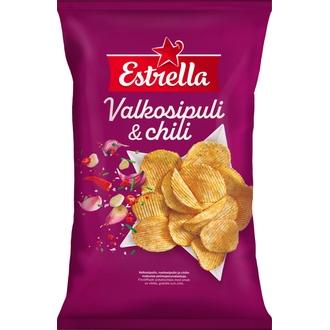 Estrella Valkosipuli & Chili Sipsi 275g kalorit ja ravintosisältö