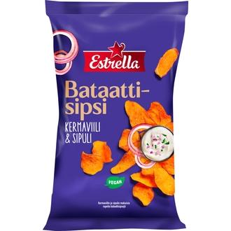 Estrella Bataattisipsi, Kermaviili & sipuli 90g kalorit ja ravintosisältö - 494 kcal