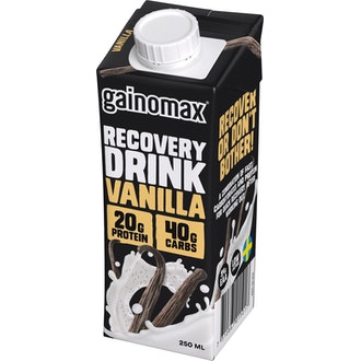 Gainomax recovery 250ml vanilja palautumisjuoma kalorit ja ravintosisältö - 110 kcal