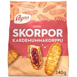 Pågen Skorpor Kardemummakorppu 240g kalorit ja ravintosisältö