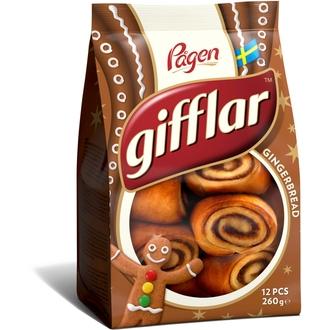 Pågen Gifflar Gingerbread piparkakun makuiset pikkupullat 260g kalorit ja ravintosisältö - 351 kcal