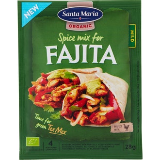 SM tex mex fajita spice mix organic 28g kalorit ja ravintosisältö