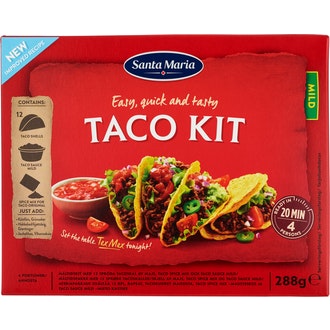 SM Tex Mex Taco Dinner 12-pack. 288g kalorit ja ravintosisältö