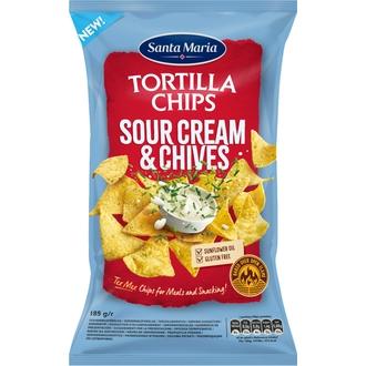 Santa Maria 185G Tortilla Chips Sourcream & Chives kalorit ja ravintosisältö - 472 kcal