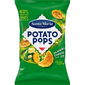 Santa Maria 100G Jalapeño Cheese Potato Pops sipsi kalorit ja ravintosisältö