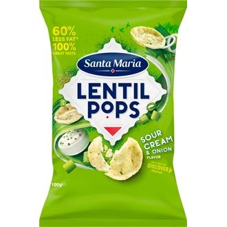 Santa Maria 100G Sour Cream & Onion Lentil Pops linssisipsi kalorit ja ravintosisältö - 422 kcal