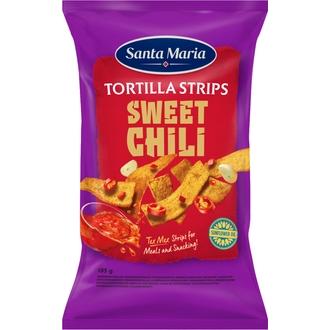 Santa Maria 185g Tortilla Strips Sweet Chili -maissitortillalastut kalorit ja ravintosisältö - 472 kcal