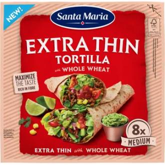 Santa Maria Tortilla Extra Thin Whole Wheat 240g kalorit ja ravintosisältö - 317 kcal