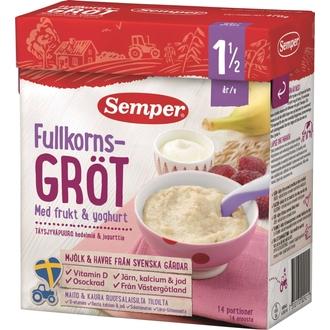 Semper 470g Täysjyväpuuro hedelmiä ja jogurttia alkaen 18 kk puurojauhe kalorit ja ravintosisältö - 446 kcal