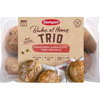 Semper Gluteeniton Trio Aamiaissämpylä 5x60g kalorit ja ravintosisältö