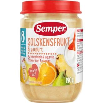 Semper 190g Aurinkohedelmiä & jogurttia alkaen 8kk välipala kalorit ja ravintosisältö