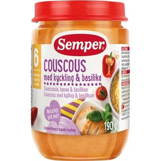 Semper 190g Couscousia, kanaa & basilikaa alkaen 6 kk ateria kalorit ja ravintosisältö