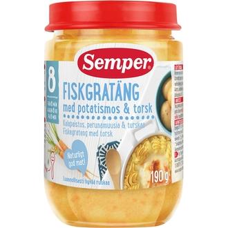 Semper 190G Kalapaistos, Perunamuusia & Turskaa Alkaen 8 Kk Lastenateria kalorit ja ravintosisältö