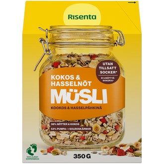 Risenta mysli 350g kookos-hasselpähkinä kalorit ja ravintosisältö