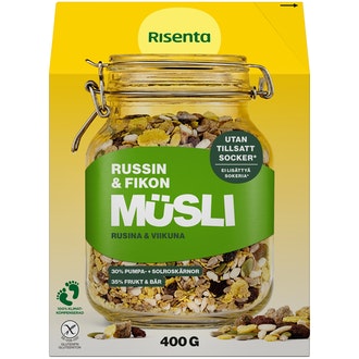Risenta mysli 400g rusina-viikuna kalorit ja ravintosisältö - 420 kcal