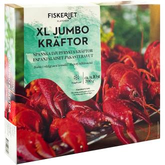 Fiskeriet XL Jumbo ravut n10 kpl / 700g keitetty tililiemessä Espanja pakaste kalorit ja ravintosisältö - 73 kcal