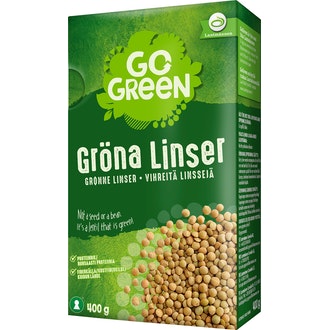 GoGreen Vihreät linssit 400 g kalorit ja ravintosisältö