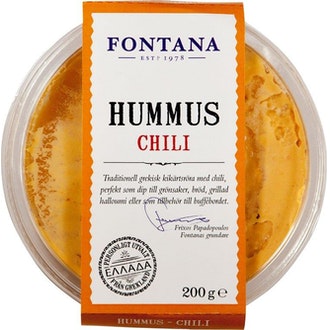 Fontana chili hummus 200g kalorit ja ravintosisältö