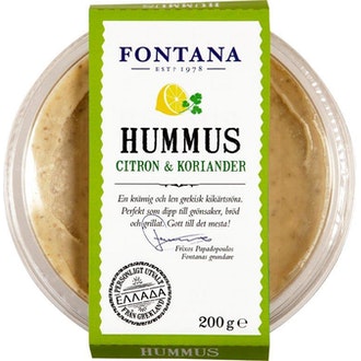 Fontana hummus sitruuna ja korianteri 200g kalorit ja ravintosisältö