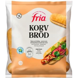 Fria Gluteeniton hotdogsämpylä pakaste 210g/5kpl kalorit ja ravintosisältö