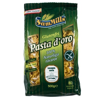 SamMills Pasta D'oro lasagne corte luontaisesti gluteeniton pasta 500g kalorit ja ravintosisältö