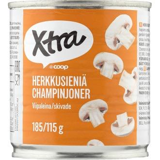 Xtra viipaloidut herkkusienet suolaliemessä 185/115 g kalorit ja ravintosisältö - 19 kcal
