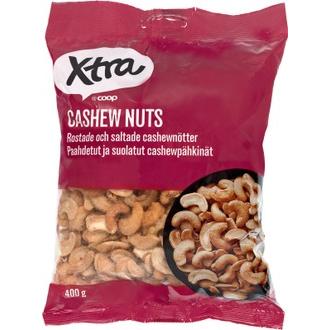 Xtra paahdetut ja suolatut cashewpähkinät 400 g kalorit ja ravintosisältö - 639 kcal