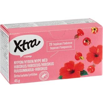Xtra ruusunmarja-hibiskus-yrttitee 20 x 2,25g
