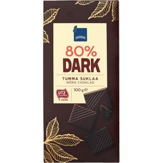 Rainbow 100g Dark 80% tumma suklaa kalorit ja ravintosisältö - 577 kcal