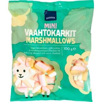 Rainbow minivaahtokarkit 100g kalorit ja ravintosisältö - 336 kcal
