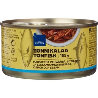 Rainbow 185/80g tonnikalaa inkiväärillä, sitruunalla ja seesamilla kalorit ja ravintosisältö - 192 kcal