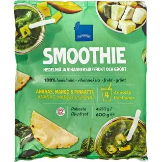 Rainbow Smoothie ananas, mango ja pinaatti 600 g, 4 ps