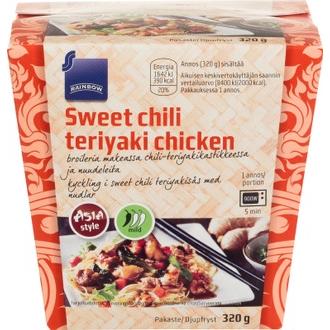 Rainbow 320g broileria makeassa chili-teriyakikastikkeessa ja nuudeleita pakaste kalorit ja ravintosisältö - 127 kcal