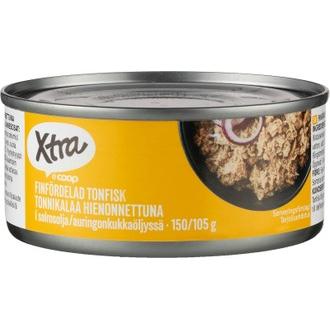 Xtra 150/105g tonnikalaa hienonnettuna auringonkukkaöljyssä kalorit ja ravintosisältö