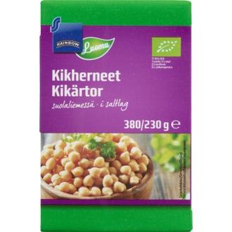 Rainbow kikherneet suolaliemessä luomu 380/230 g kalorit ja ravintosisältö - 128 kcal