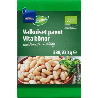 Rainbow valkoiset pavut suolaliemessä luomu 380/230 g kalorit ja ravintosisältö - 94 kcal