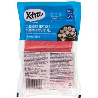 Xtra surimi-rapupuikko MSC pakaste 250 g kalorit ja ravintosisältö - 110 kcal