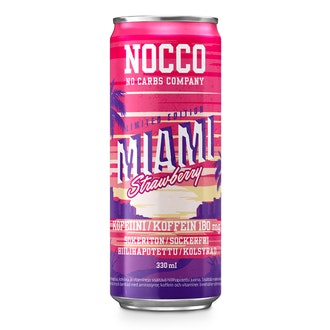 Nocco BCAA Miami Strawberry 0,33l kalorit ja ravintosisältö