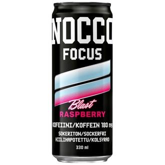 NOCCO FOCUS Raspberry Blast hiilihapotettu energiajuoma 330ml kalorit ja ravintosisältö