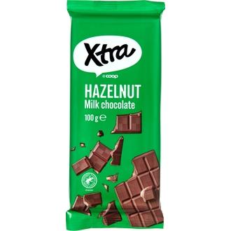 Xtra maitosuklaa hasselpähkinärouheella 100 g kalorit ja ravintosisältö - 533 kcal