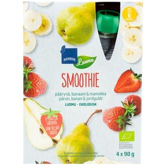 Hedelmäsmoothie Luomu 4X90g Päärynä-Banaani-Mansikka