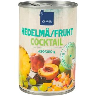 Rainbow hedelmäcocktail sokeriliemessä 420/250 g kalorit ja ravintosisältö - 1 kcal