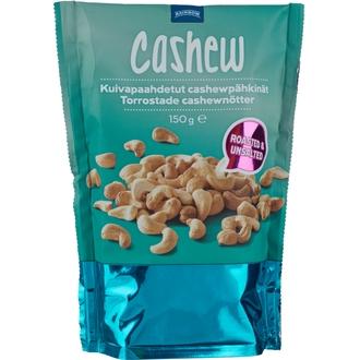 Rainbow kuivapaahdetut cashewpähkinät 150 g suolaamaton kalorit ja ravintosisältö - 630 kcal