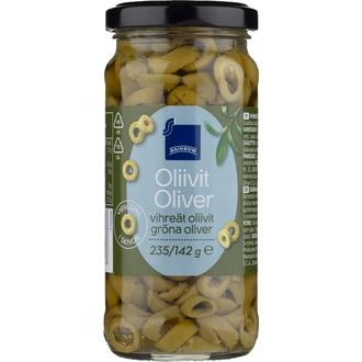 Rainbow vihreät oliivit viipaleina 235/142 g kalorit ja ravintosisältö - 157 kcal