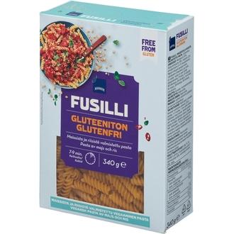 Rainbow Fusilli maissista ja riisistä valmistettu pasta, gluteeniton 340 g kalorit ja ravintosisältö - 356 kcal