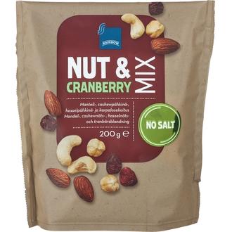 Rainbow pähkinä- ja karpalosekoitus 200 g kalorit ja ravintosisältö