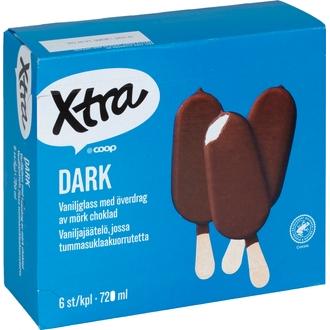 Xtra Dark jäätelöpuikko 6 x 120 ml/80 g kalorit ja ravintosisältö