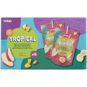 Coop mehujuoma tropical 0,2 l 8-pack kalorit ja ravintosisältö