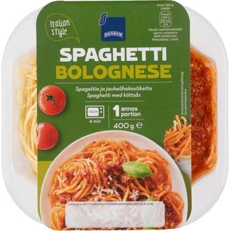 Rainbow Spaghetti bolognese 400 g kalorit ja ravintosisältö - 134 kcal